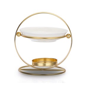 aromatic oil burner wax melt burner with ceramic bowl (black & gold)