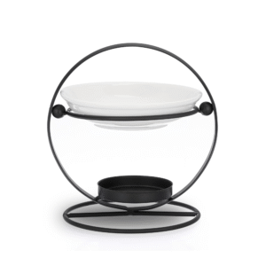 aromatic oil burner wax melt burner with ceramic bowl (black & gold)