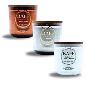 baff candle collection i coffee house i red oud i vanilla leather