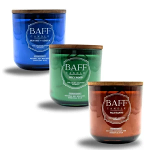 baff candle collection i sea salt azalea i spicy wood soy i palo santo i
