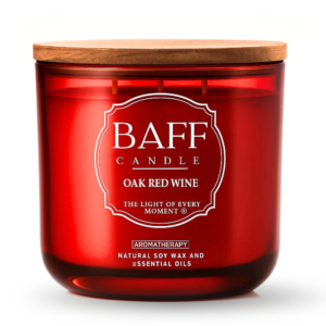 BAFF Oak Red Wine Soy Wax Luxury Candle Three Wick