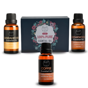 baff candle collection | coffee essential oil | sandalwood essential oil | cedarwood essential oil | pure & organic