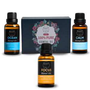 baff candle blend oil collection | calm blend essential oil | ocean blend essential oil | focus blend essential oil | pure & organic